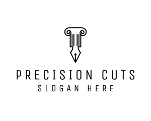 Law Colum Pen Nib logo design