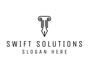 Law Colum Pen Nib logo design