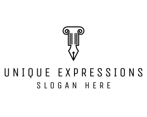 Law Colum Pen Nib logo design