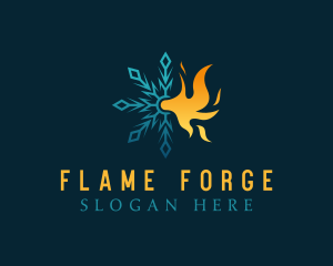 Flame Ice Snowflake  logo design