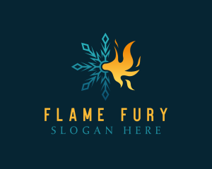 Flame Ice Snowflake  logo design