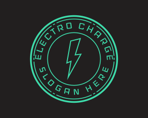 Techno Lightning Badge logo design