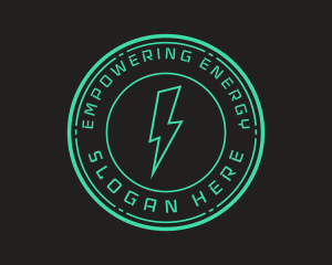 Techno Lightning Badge logo design