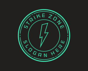 Techno Lightning Badge logo design