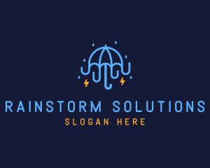 Umbrella Storm Weather logo design