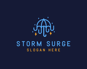 Umbrella Storm Weather logo design