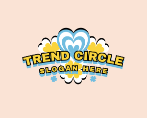 Retro Flower Heart logo
