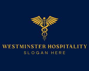 Medical Wing Snake Staff logo design