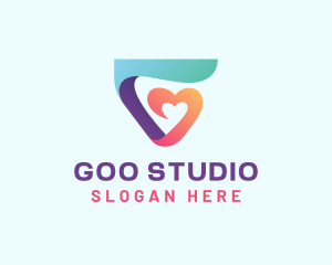 Heart Letter G Studio logo design