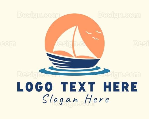 Sunset Travel Boat Logo