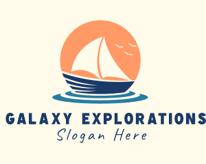 Sunset Travel Boat logo design