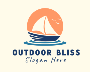 Sunset Travel Boat logo design