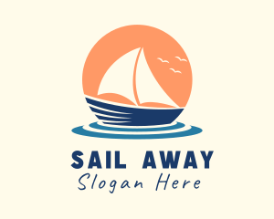 Sunset Travel Boat logo design