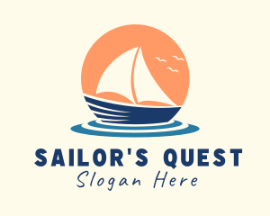 Sunset Travel Boat logo design