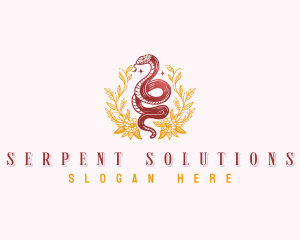 Boho Flower Snake logo design