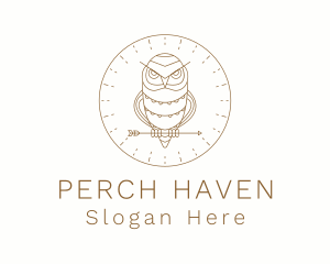 Perched Owl Arrow logo design