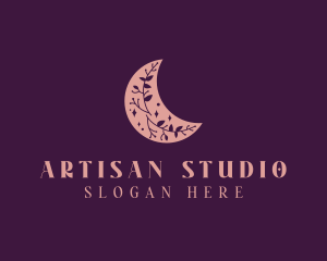 Floral Moon Crescent  logo design