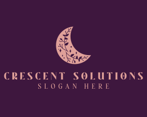 Floral Moon Crescent  logo design