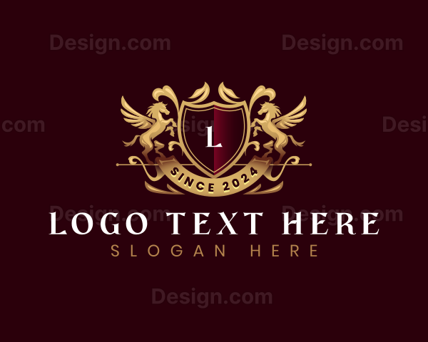 Luxury Stallion Pegasus Shield Logo