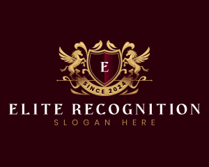 Luxury Stallion Pegasus Shield logo design