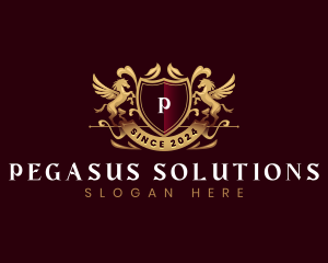 Luxury Stallion Pegasus Shield logo design