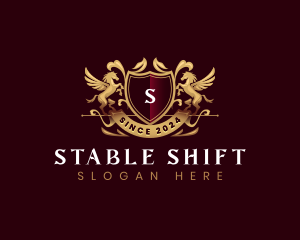 Luxury Stallion Pegasus Shield logo design