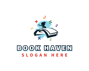 Child Flying Book logo design