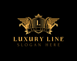 Luxury Crown Pegasus logo design