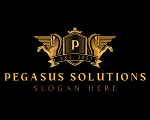 Luxury Crown Pegasus logo design