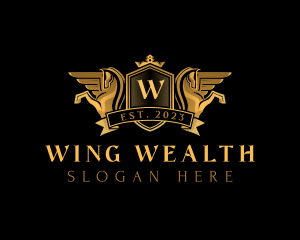 Luxury Crown Pegasus logo design