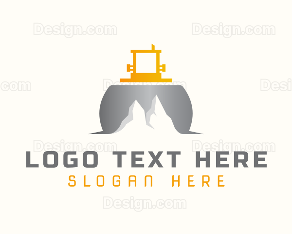 Mountain Bulldozer Contractor Logo