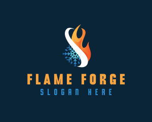 Fire Snowflake Thermal logo design