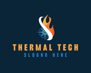 Fire Snowflake Thermal logo design