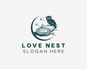 Owl Bird Nest logo design