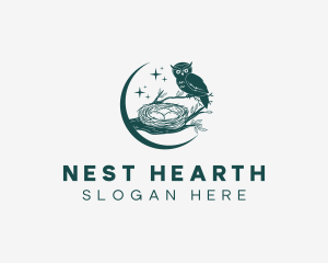 Owl Bird Nest logo