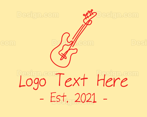 Red Electric Guitar Monoline Logo