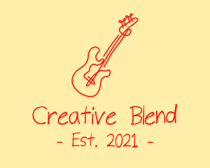 Red Electric Guitar Monoline  logo