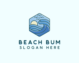 Beach Sea Waves logo design