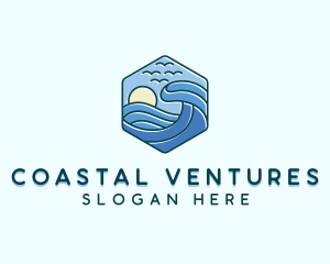 Beach Sea Waves logo design