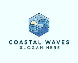 Beach Sea Waves logo design