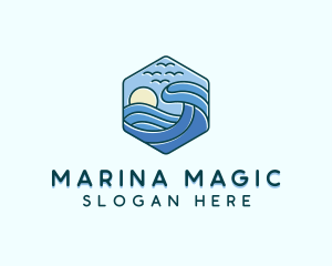 Beach Sea Waves logo design