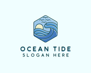 Beach Sea Waves logo design