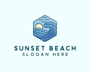 Beach Sea Waves logo design