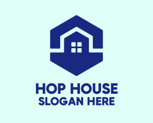 Blue Hexagon House logo design