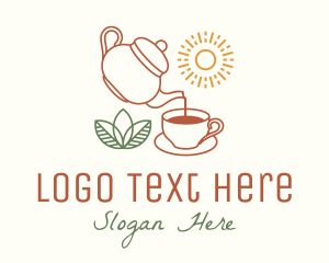 Teapot Tea Cup logo design