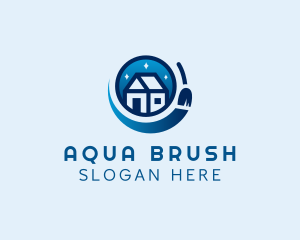 House Broom Sweeping logo design