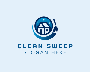 House Broom Sweeping logo design