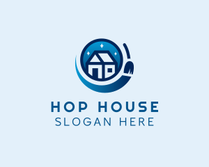 House Broom Sweeping logo design