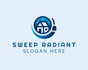 House Broom Sweeping logo design