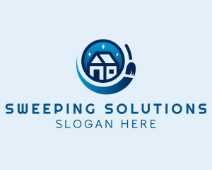 House Broom Sweeping logo design